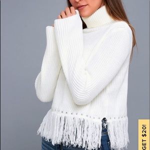 Freethinker Cream Fringe Cropped Sweater